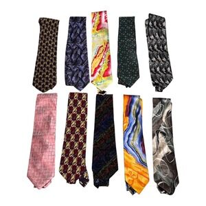 Lot of 10 J. Garcia Various Style Multicolor Men's‎ Ties Various Length Width